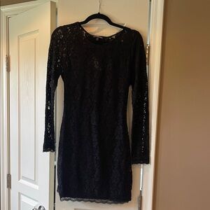 Express Black Long Sleeve Sheath Dress